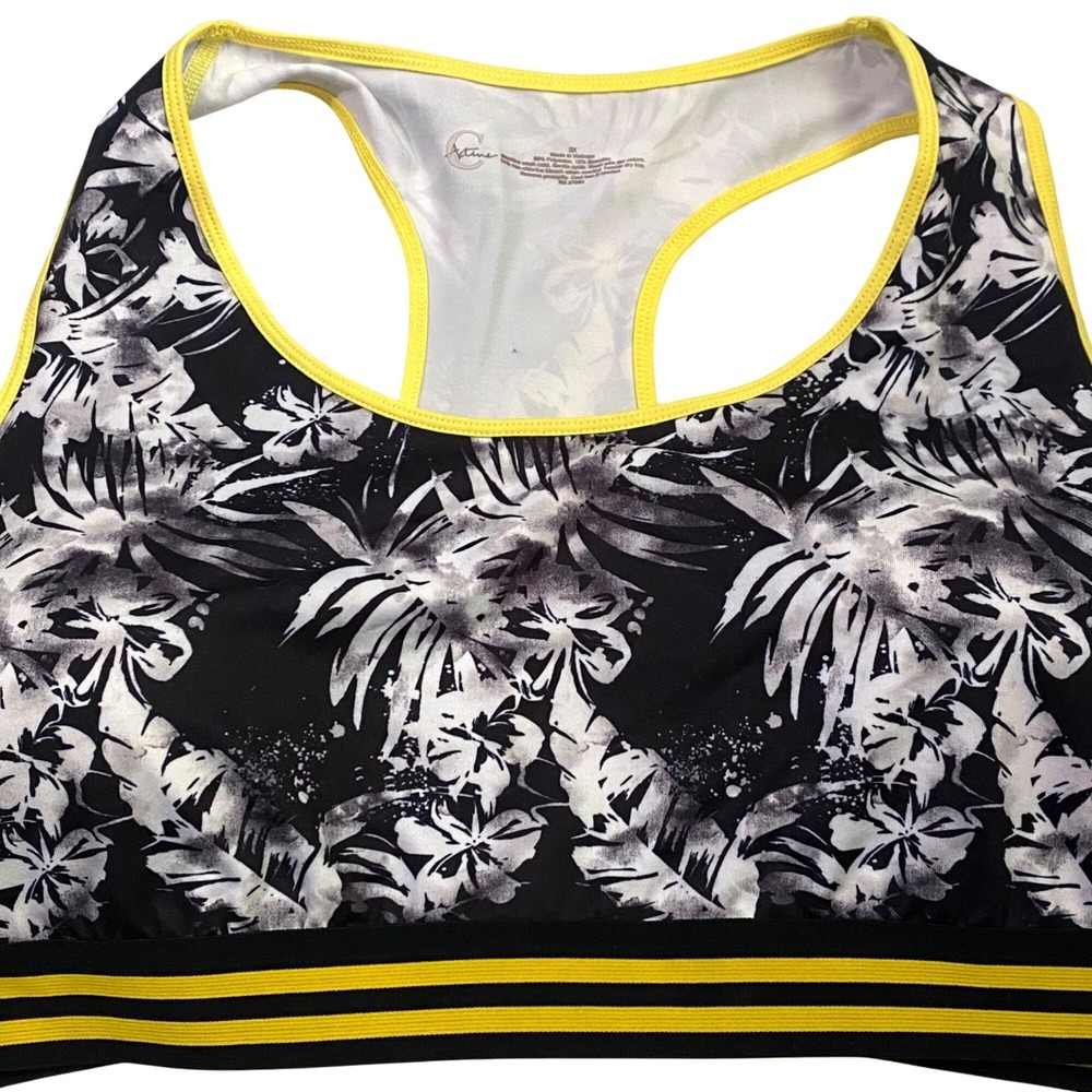 Cato Active Racerback Sports Bra 3X Black Athleisure Athletic Exercise Fitness